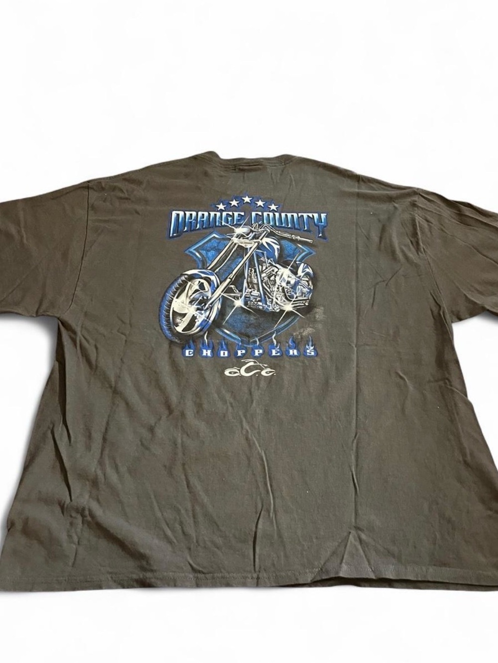 Vintage Y2K Orange County Choppers Graphic Motorcycle Gray/Blue Shirt Size 2XL.